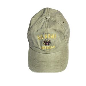 NissiCaps U S Army Veteran Mens Hat Tan Embroidered Logo with Eagle Adjustable